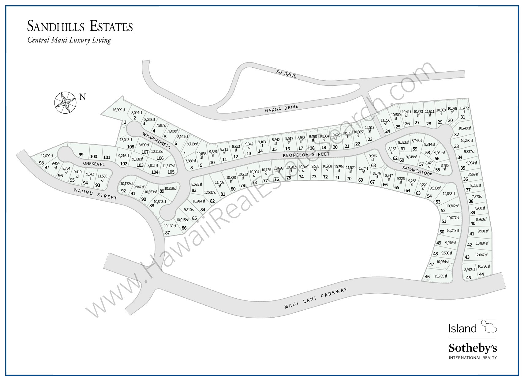 Sandhill Estates Homes Map